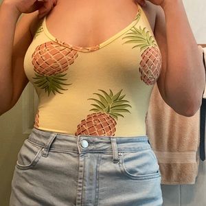 Spaghetti strap pineapple bodysuit